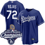 Men's Los Angeles Dodgers Miguel Rojas #72 Royal 2025 World Series Champions Alternate Replica Jersey