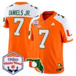 CJ Daniels #7 Miami Hurricanes MIA 2026 The Fiesta Bowl & Florida Patch Vapor Limited Jersey - All Stitched