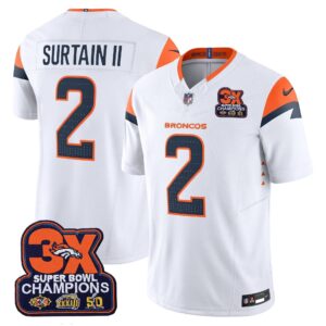 Patrick Surtain ll Denver Broncos-Time Champions Patch Vapor Limited Jersey - All Stitched