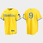 Men's Boston Red Sox #9 Ted Williams Gold Light Blue 2021 City Connect Cool Base Jersey