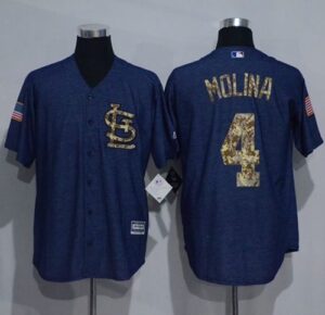 St. Louis Cardinals #4 Yadier Molina Denim Blue Salute to Service Stitched Jersey