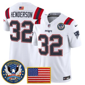 TreVeyon Henderson #32 New England Patriots United States 250th Anniversary Patch Vapor Limited Jersey - All Stitched