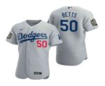 Men's Los Angeles Dodgers #50 Mookie Betts Gray 2020 World Series Flex Base  Jersey