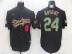 Men's  Los Angeles Dodgers #8 #24 Kobe Bryant World Series Patch Mexico Black Cool Base Jersey