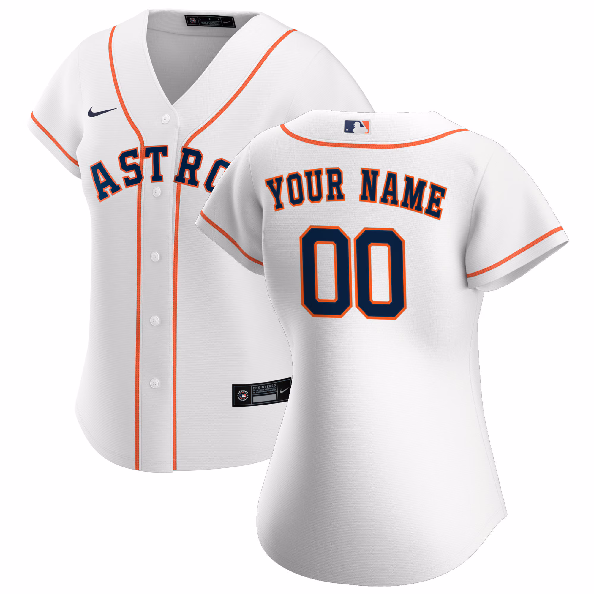 Women's Houston Astros White Home Replica Custom #00 Jersey