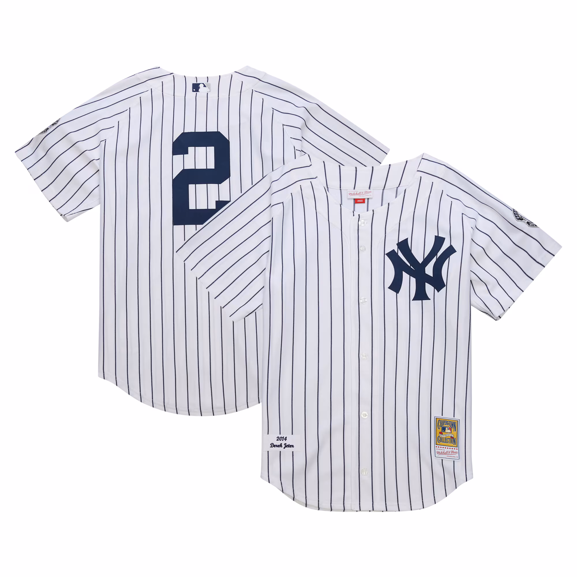 New York Yankees Derek Jeter #2 Mitchell & Ness White 2014 Cooperstown Collection Authentic Throwback Jersey