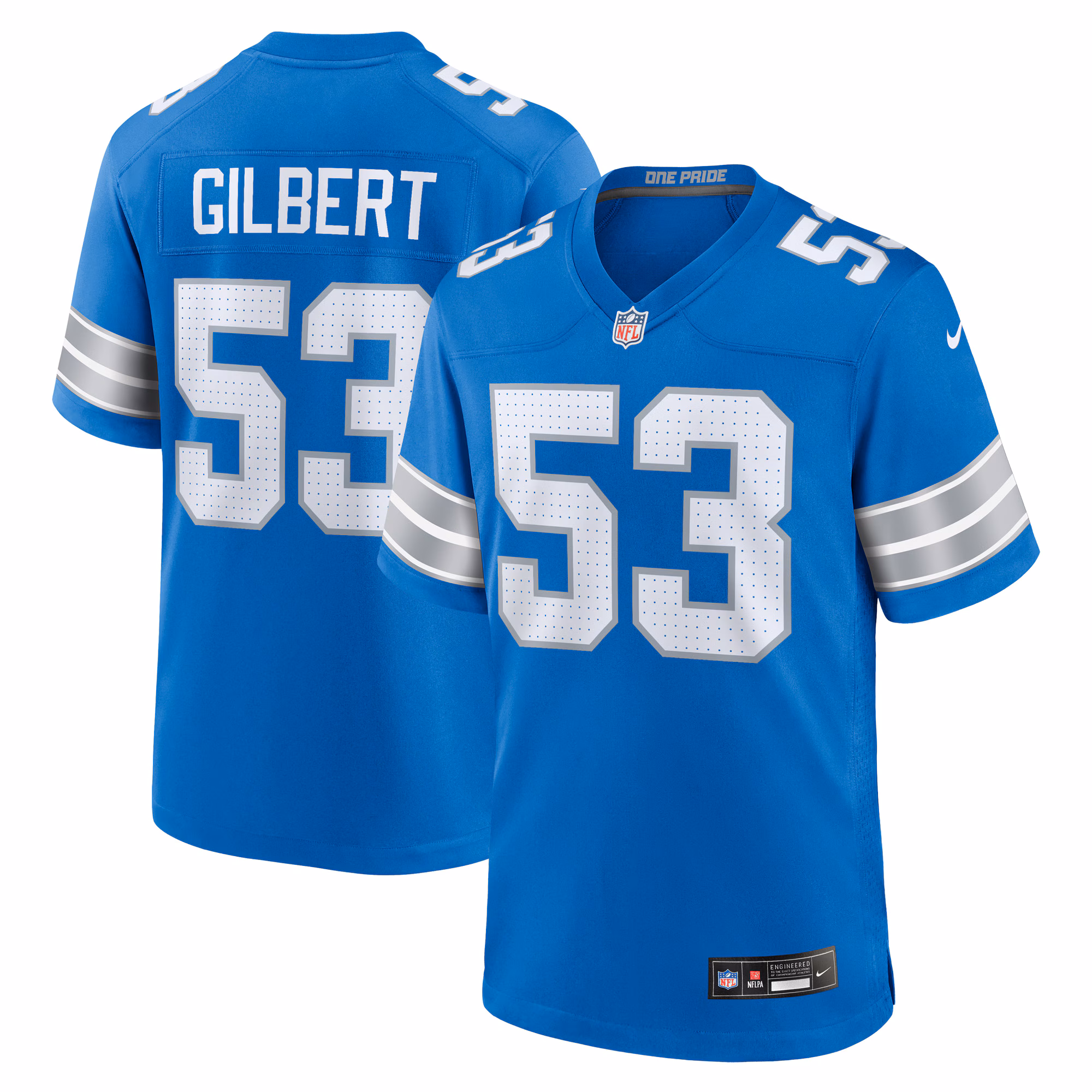 DaRon Gilbert Detroit Lions Game Jersey -  Blue
