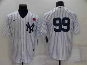 Men's  New York Yankees #99 Aaron Judge White Cool Base Stitched Jersey