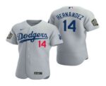 Men's Los Angeles Dodgers #14 Enrique Hernandez Gray 2020 World Series Flex Base  Jersey