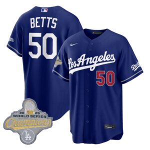 Mookie Betts #50 Los Angeles Dodgers 2026 Gold Patch Stadium Vapor Limited Jersey - Blue