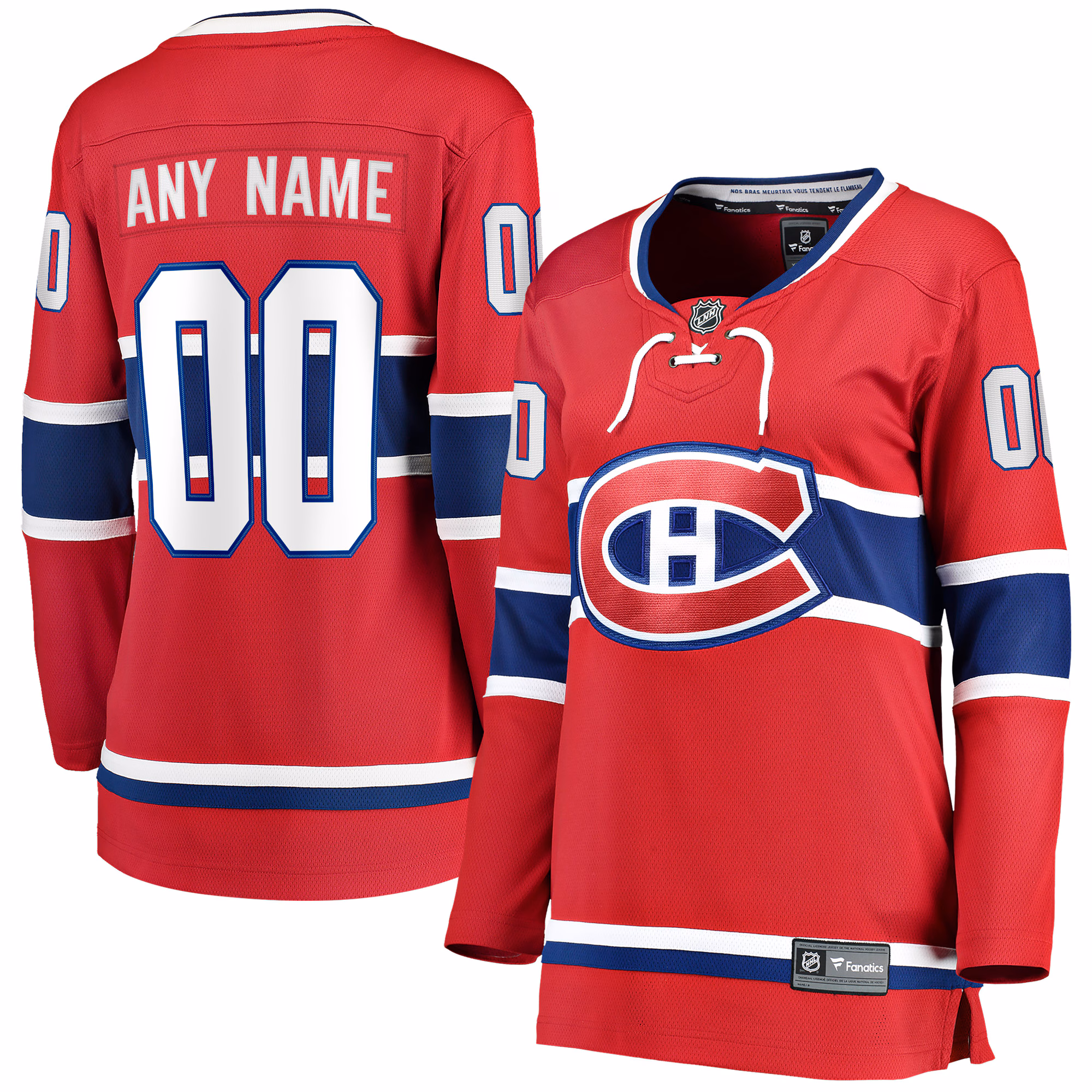 Women's Montreal Canadiens Red Home Breakaway Custom #00 Jersey