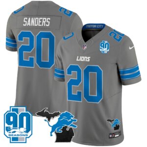 Barry Sanders #20 Detroit Lion 2025 Michigan & 90th Year Patch Vapor Jersey - All Stitched