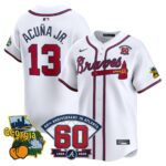 Ronald Acuña Jr. #13 Atlanta Braves 60th Patch Home Limited Player Jersey - White