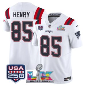 Hunter Henry #85 New England Patriots Super Bowl LX 250th Patch Vapor Limited Game Jersey - All Stitched