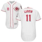 Cincinnati Reds #11 Barry Larkin White Flexbase Collection Stitched Jersey