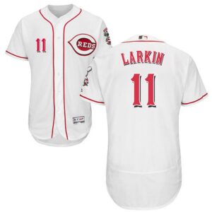 Cincinnati Reds #11 Barry Larkin White Flexbase Collection Stitched Jersey