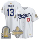 Max Muncy #13 Los Angeles Dodgers 9x Champs Gold Collection Stadium Vapor Limited Jersey - All White