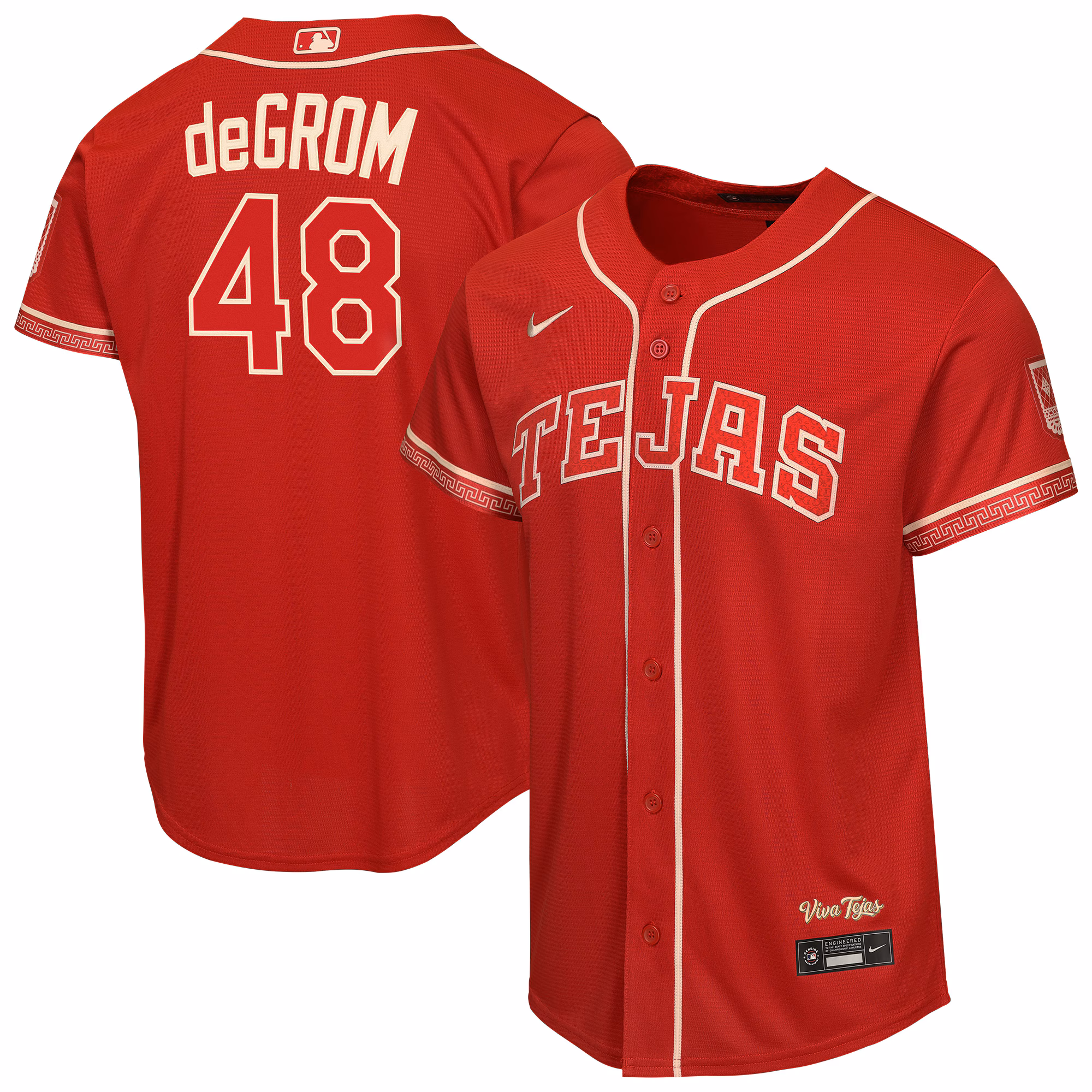 Youth Texas Rangers Jacob deGrom #48 Red 2026 City Connect Stadium Jersey