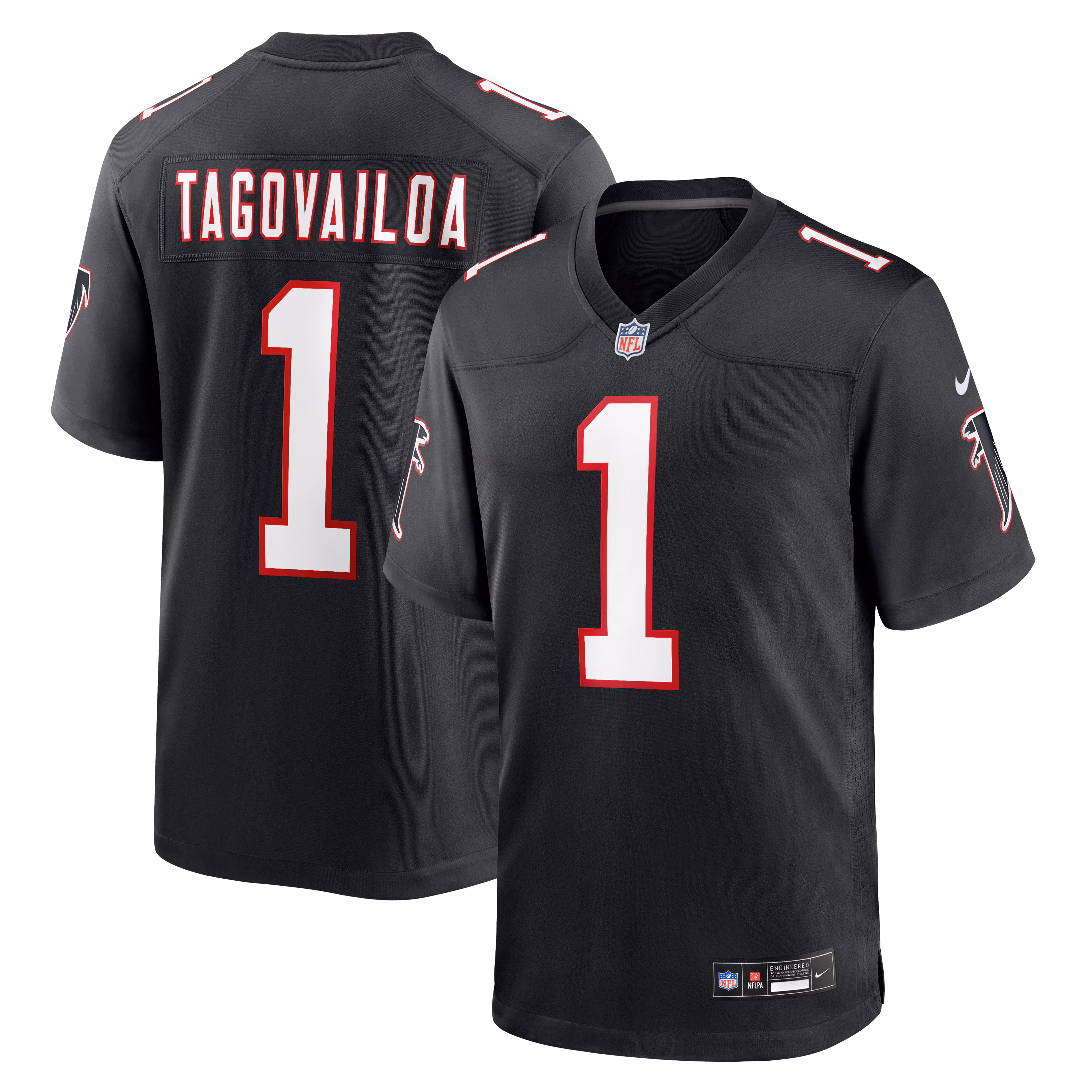 Atlanta Falcons Tua Tagovailoa #1 Black Alternate Game Jersey