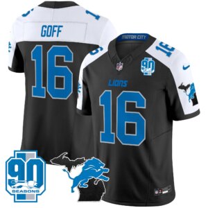 Jared Goff #16 Detroit Lion 2025 Michigan & 90th Year Patch Vapor Jersey - All Stitched