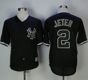 Yankees #2 Derek Jeter Black Fashion Stitched Jersey