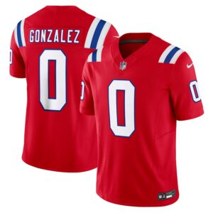 Men's New England Patriots #0 Christian Gonzalez Red Alternate Vapor F.U.S.E. Limited Jersey