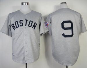 Mitchell And Ness 1939 Boston Red Sox #9 Ted Williams Grey Throwback Stitched Jersey