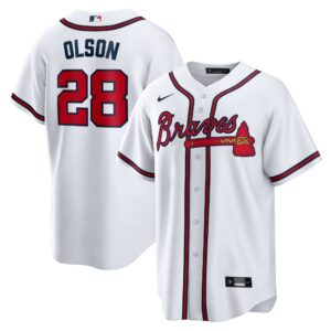 Atlanta Braves Matt Olson #28 White Home Replica Player Jersey