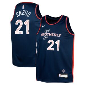 Youth Philadelphia 76ers Joel Embiid  Navy 2023/24 Swingman Replica Jersey - City Edition