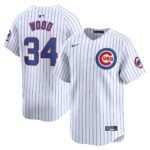 Men's Chicago Cubs #34 Kerry Wood  White Home Limited Player Jersey