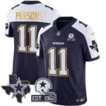Micah Parsons #11 Cowboys Texas Patch Gold Trim Vapor Jersey - All Stitched