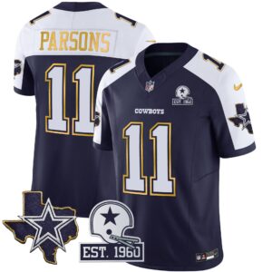 Micah Parsons #11 Cowboys Texas Patch Gold Trim Vapor Jersey - All Stitched