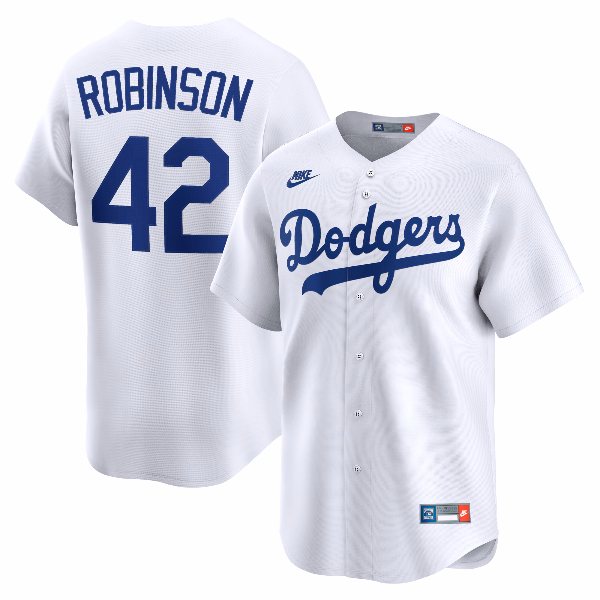 Men's Brooklyn Dodgers Jackie Robinson White Throwback Cooperstown Collection Limited Jersey