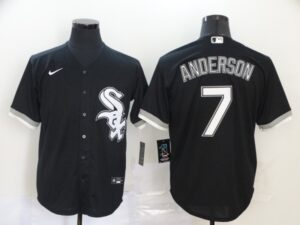 Men's Chicago White Sox #7 Tim Anderson Black Stitched Cool Base  Jersey