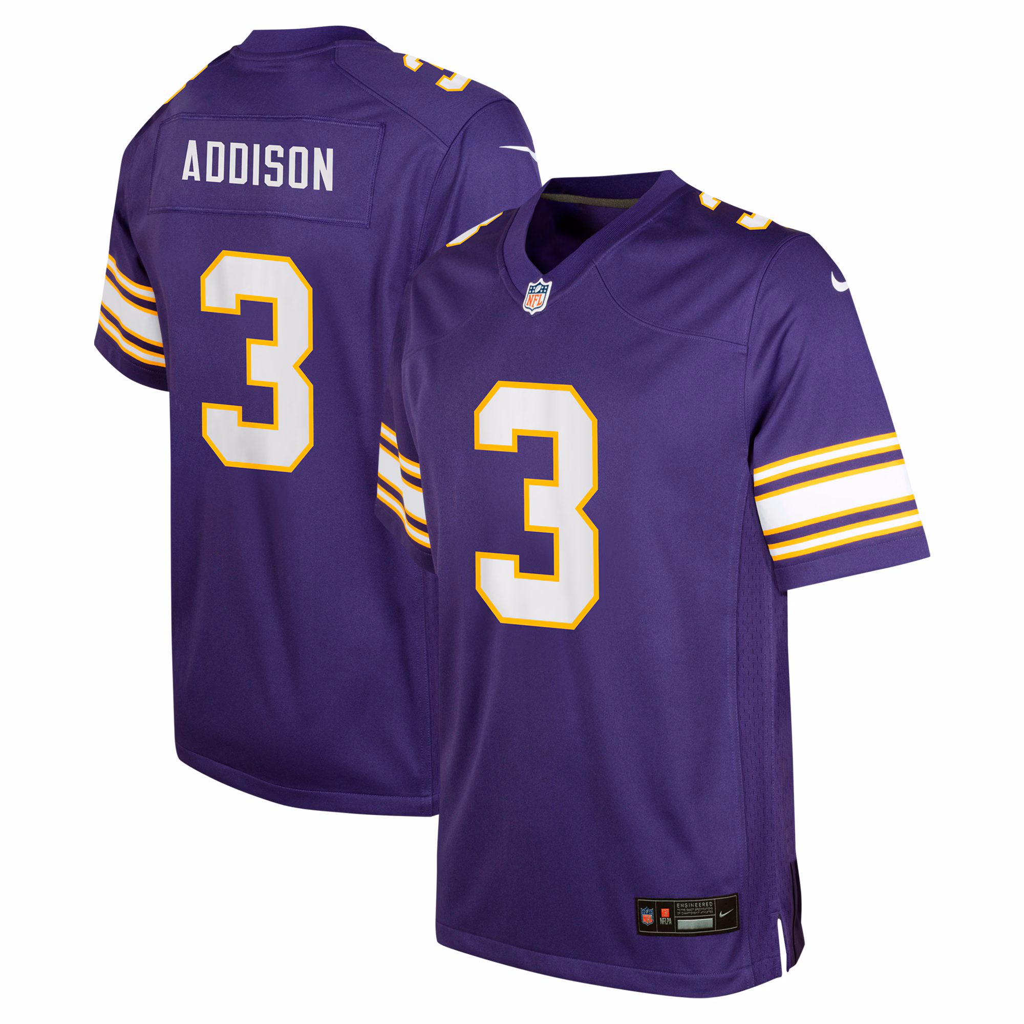 Addison Minnesota Vikings Youth Alternate Player Game Jersey - Purple