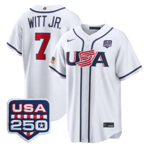 Bobby Witt Jr. #7 USA Baseball 250th Patch 2026 World Baseball Classic Home Stadium Jersey - White