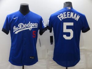 Men's Los Angeles Dodgers #5 Freddie Freeman Royal City Connect Stitched Jersey