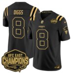 Stefon Diggs #8 New England Patriots 2026 AFC East Champions Gold Vapor Limited Jersey - All Stitched