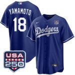 Yoshinobu Yamamoto #18 Los Angeles Dodgers 250th Patch Alternate Jersey - Royal