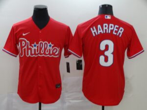 Men's Philadelphia Phillies #3 Bryce Harper Red Stitched Cool Base  Jersey