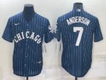 Men's  Chicago White Sox #7 Tim Anderson Blue Throwback Cool Base Jersey