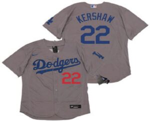 Men's Los Angeles Dodgers #22 Clayton Kershaw Gray Alternate Stitched Flex Base  Jersey