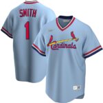 Men's  St. Louis Cardinals #1 Ozzie Smith Road Cooperstown Collection Player Light Blue Jersey