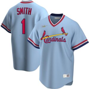 Men's  St. Louis Cardinals #1 Ozzie Smith Road Cooperstown Collection Player Light Blue Jersey