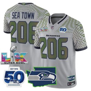 Sea Town #206 Seattle Seahawks Super Bowl LX Patch Game Jersey - All Stitched