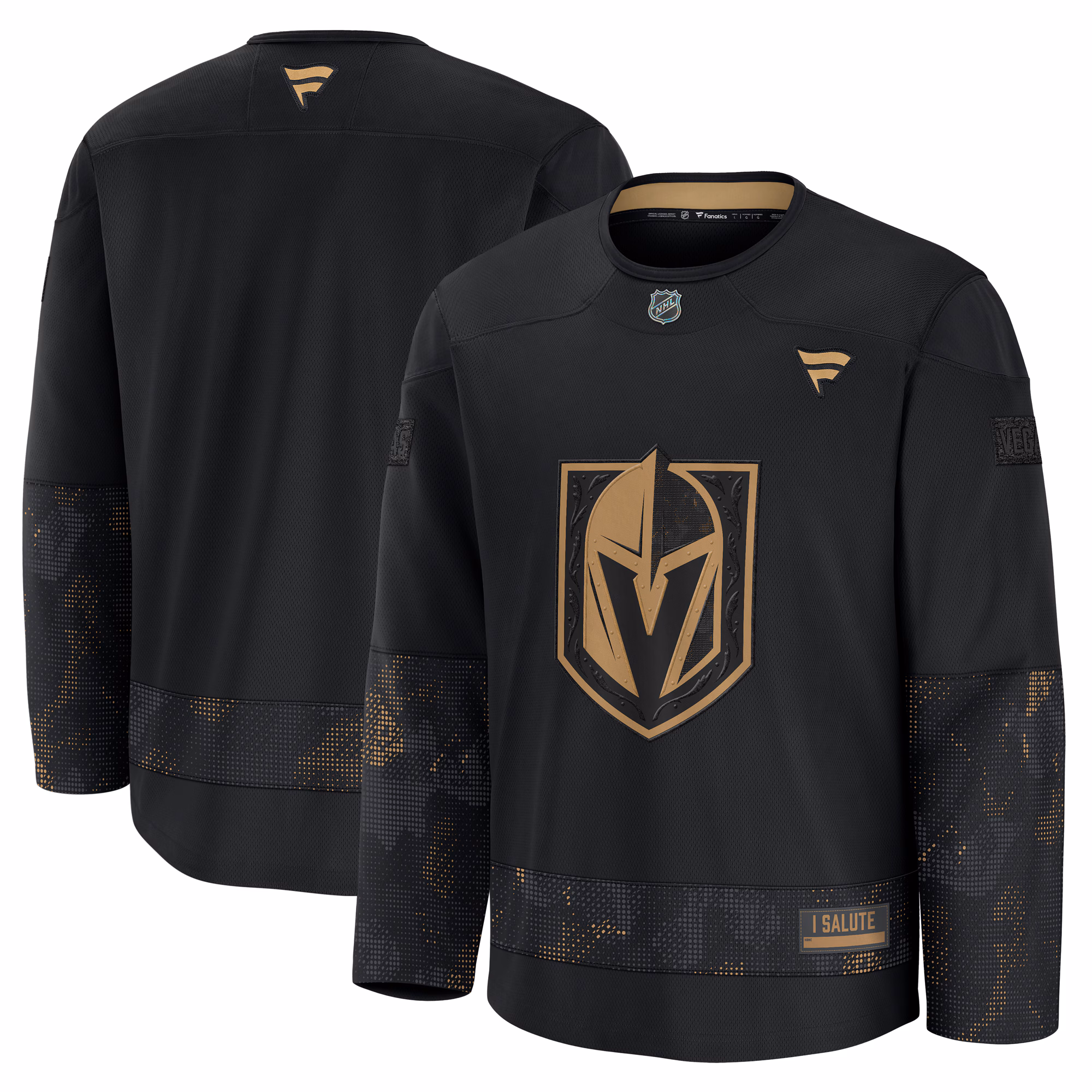 Vegas Golden Knights  Fanatics Black 2024 Military Appreciation Practice Jersey