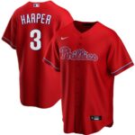 Men's  Philadelphia Phillies #3 Bryce Harper Red Alternate 2020 Jersey