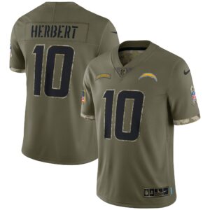 Justin Herbert Los Angeles Chargers  2022 Salute To Service Limited Jersey - Olive