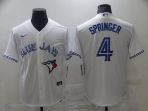 Men's  Toronto Blue Jays #4 George Springer White Stitched Cool Base Jersey