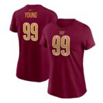 Women's Chase Young Burgundy Washington Commanders Player Name & Number T-Shirt